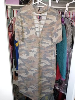 Camouflage Collared Dress