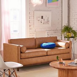 Urban Outfitters Brown Piper Petite Recycled Leather Sofa 