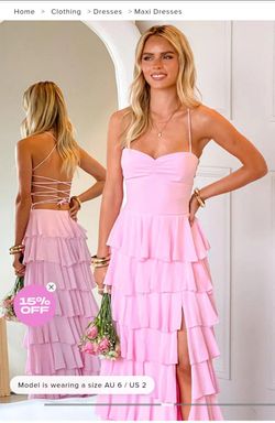 BB Exclusive Sweetheart Pink Tiered Ruffle Prom Gown