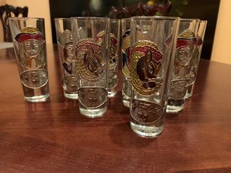 9 embroidered shot glasses