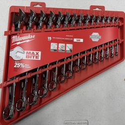 Milwaukee Combination SAE Wrench Mechanics Tool Set (15-Piece)