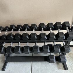 5-50lbs Dumbbells w/Rack 