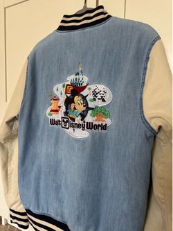 Walt Disney World 50th Anniversary Denim Varsity Bomber Jacket - Size Small