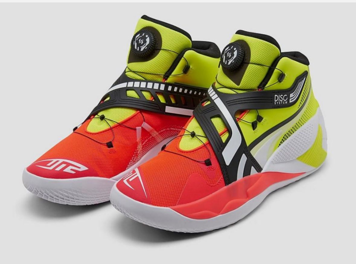 PUMA Disc Rebirth Yellow Alert Red Blast Size 12 Mens