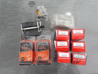 Bicycle inner tubes with accessories.