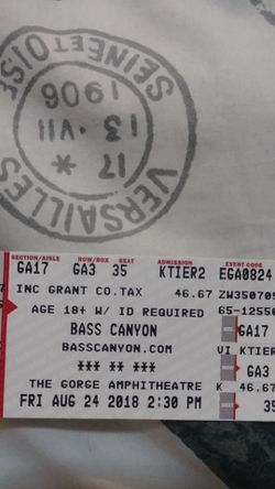 Bass Canyon tickets 3 day