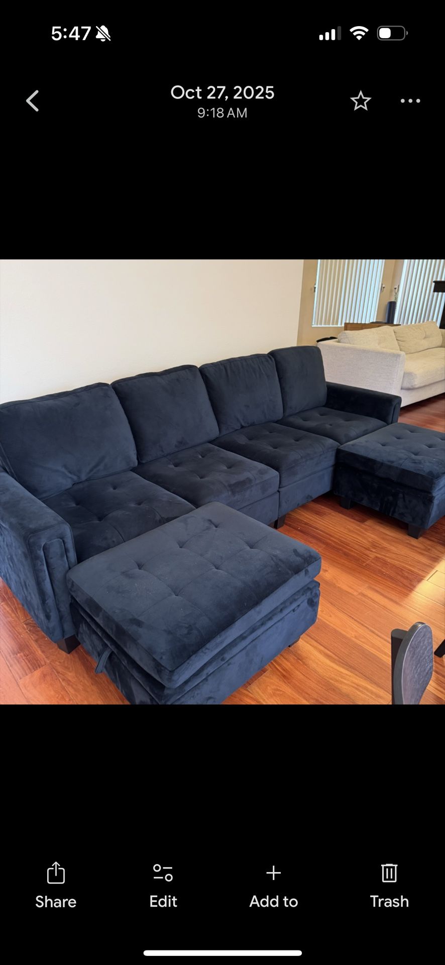 Belffin Velvet U Shaped Sectional Sofa Couch with Storage Ottoman Convertible Sectional Sofa Black
