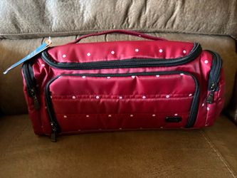 Lug Trolley Cosmetic Case, Red with White Dots