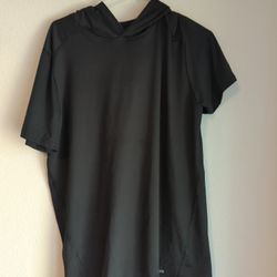 MENS MEDIUM BLACK SHORT SLEEVE HOODIE 