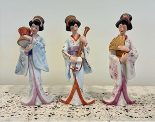 Geisha Bisque Porcelain Figurines