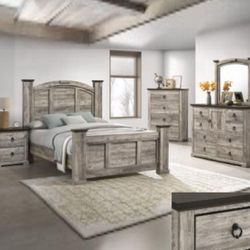 4- Pc Bedroom set Dresser,Mirror  Nightstand (1) Queen size bed frame  Not including Mattress and Box Sp