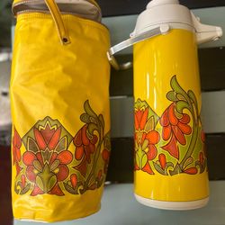Vintage MCM hot Cold Pump Beverage Dispenser And Tote