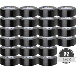22 Pack Black Duct Tape Bulk, 2 Inch Heavy Duty (Total 660 Yards), Strong No Residue All-Weather Tape, Tear by Hand, Multi-Use for Indoor