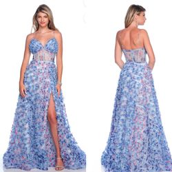 New With Tags Dave & Johnny Floral Corset Bodice Long Formal Dress & Prom Dress $169