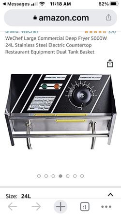 24L 5000W Stainless Steel Electric Deep Fryer Countertop Dual Tank
