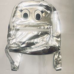 Cute Back Pack Metallic Silver 10x10x3.5 