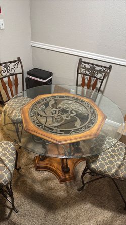 Wrought Iron Dining Chair with Upholstered Seat