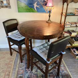 Wood Pub Table & 2 Cozy Stools 