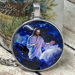 Galaxy Jesus Religious Necklace 