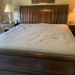King Bed Frame, End Tables And Lamps