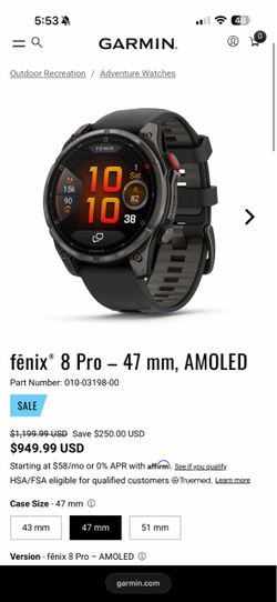 Garmin Fēnix 8 Pro 47mm AMOLED Smartwatch
