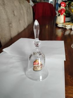Vintage German crystal bell dolfi hand carved wooden figurine boy studying