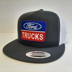 Ford Trucks Embroidered Patch Flat Bill Trucker Mesh Snapback Cap Yupoong 