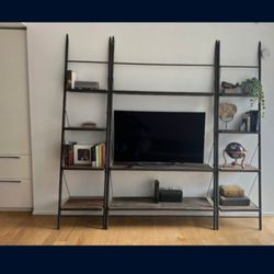 RH Reclaimed Elm &Iron Leaner Shelving 3pc 