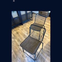 Set Of Two Counter Height Metal Barstools 