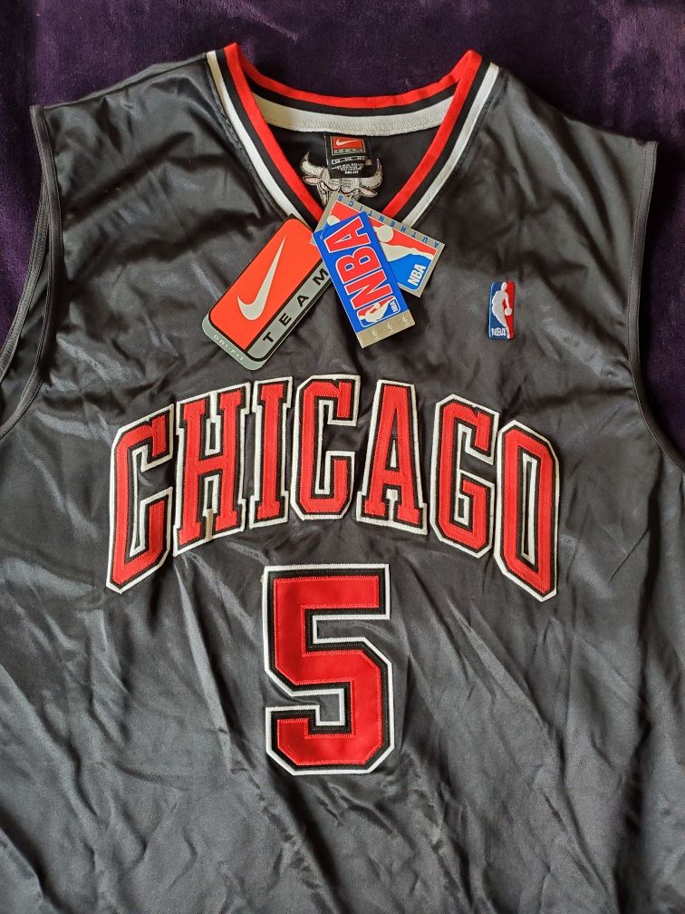 JALEN ROSE Chicago Bulls 5 NBA Stitched Black TEAM NIKE DRI FIT Jersey Size Adult 56 NWT Sports Outdoors