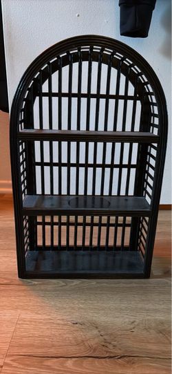 Black Arched Rattan Display Shelf