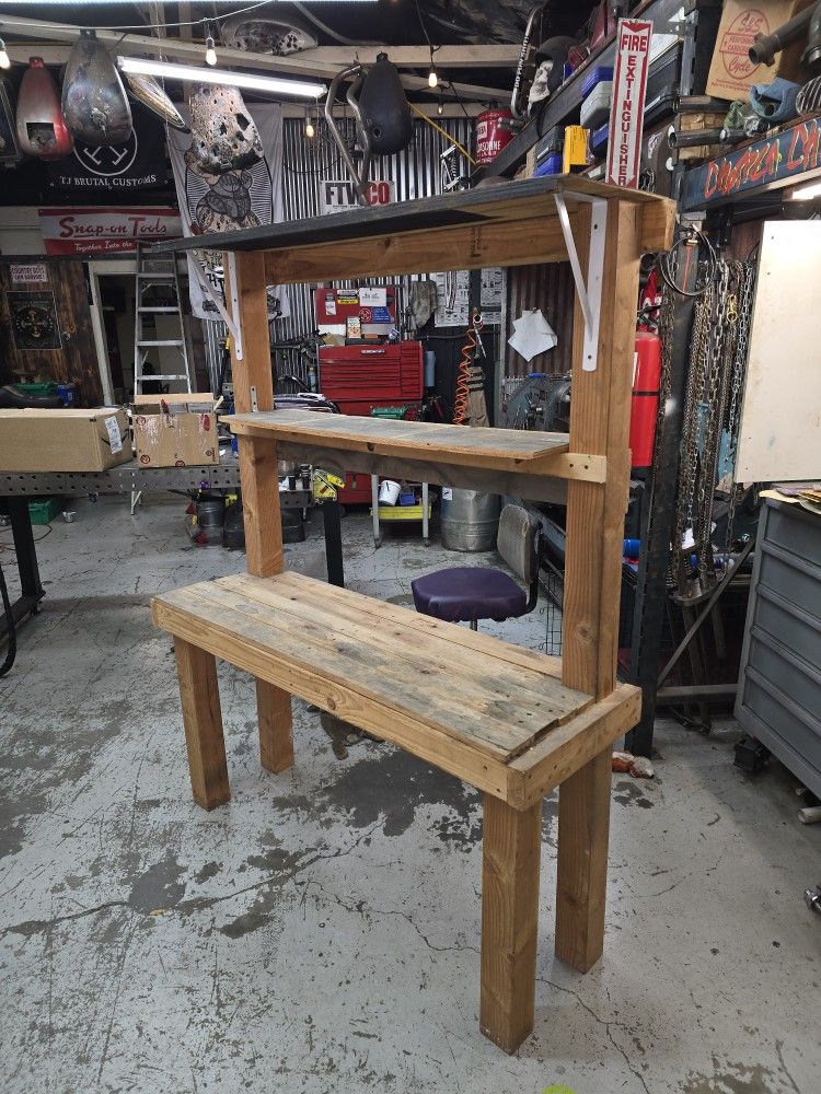 Shop Bench With Shelves 