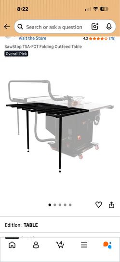 SawStop folding outfeed table TSA-Fot