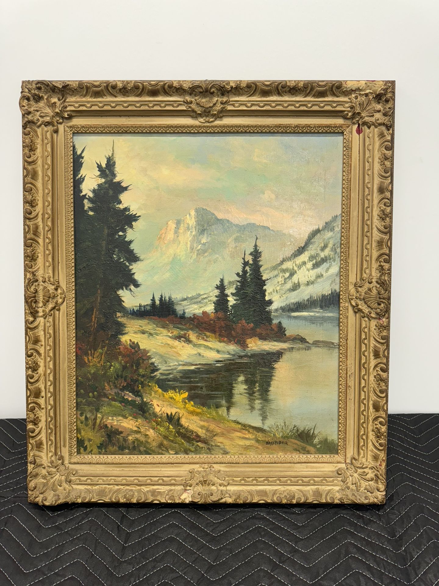 Antique Michael HASSELBAR Oil Landscape On Canvas  