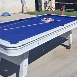 Hathaway Alpine 8-ft White Outdoor Billiards Pool Game Table-Used,moderate scratches 