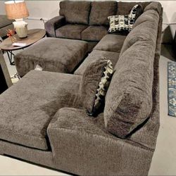 Brand New Ashley Smoke & Platinum Oversized Sectional 
