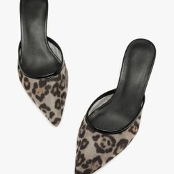 Leopard Kitten Heel Mules - Size 10
