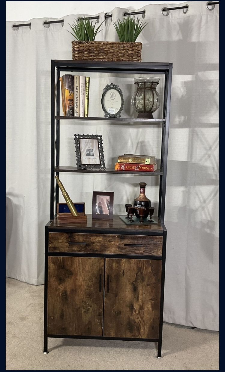 Rustic Industrial Shelf With Drawer & Storage LIKE NEW!