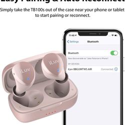 Rose Gold True Wireless Earbuds Cordless in-Ear Bluetooth 5.0 with Hands-Free Microphone, IPX6 Waterproof Protection, Long Playti