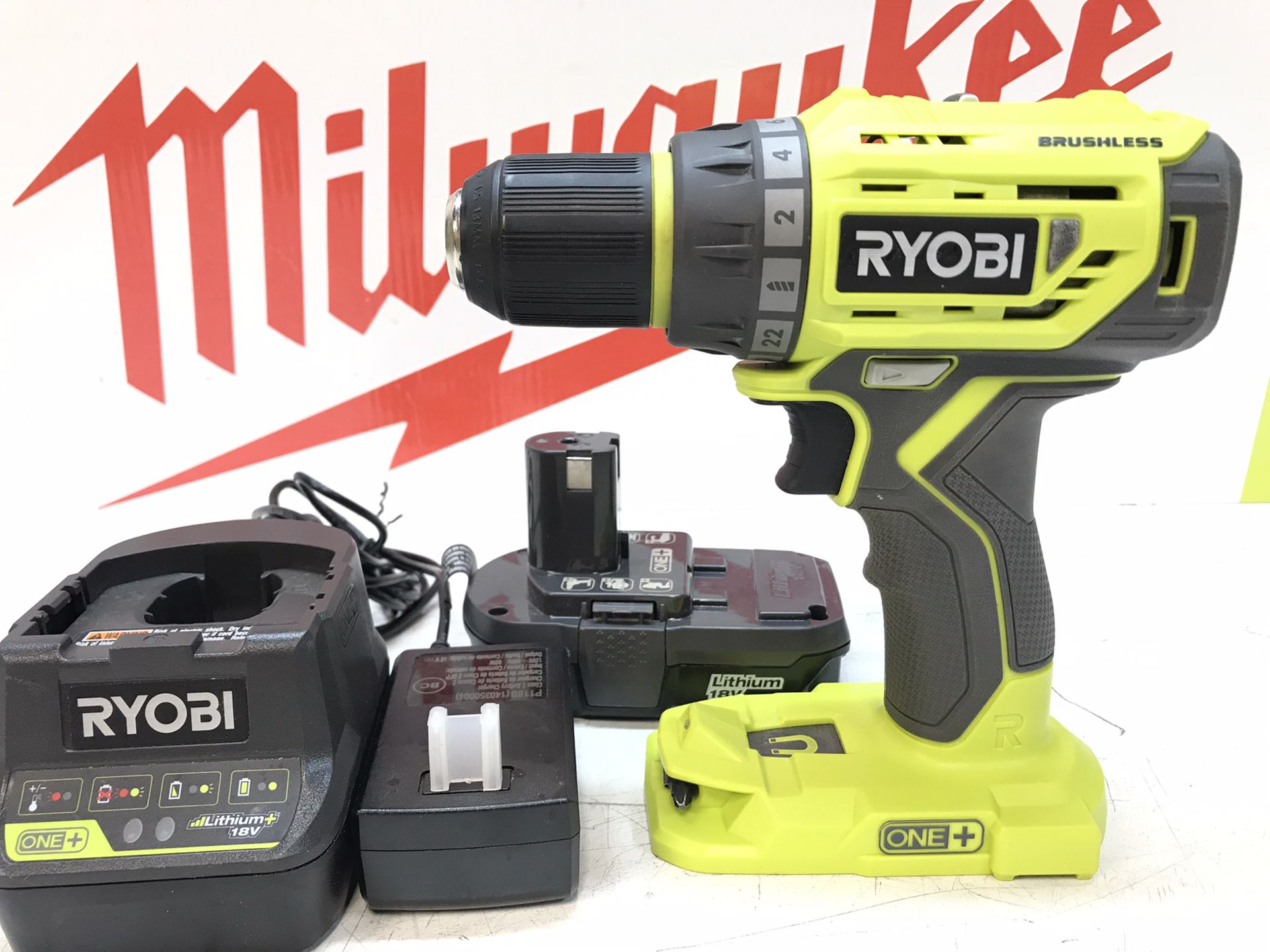 RYOBI 18-Volt ONE+ Lithium-Ion Cordless Brushless 1/2 in. Drill/Driver Kit with 1.3AH Battery, Charger and Bag