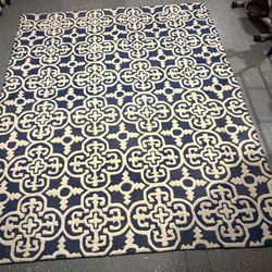 Safavieh Navy Blue And Ivory Thick Indoor Area Rug 8x10 Ft