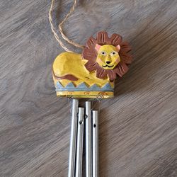 Lion Windcharm Ornament - Hand Carved & Painted