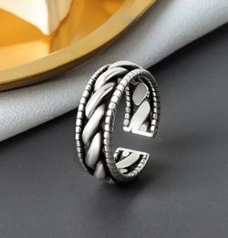 Strips round ring 925 sterling silver