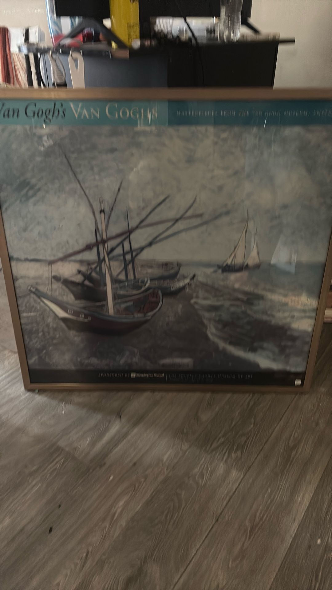 1999 Vincent van Gogh "Fishing Boats on the Beach" Museum Poster LACMA 33"x35"