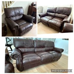 Abbyson Home brown leather 4 piece sofa set