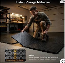 CAMMOO Garage Floor Tiles Heavy-Duty Interlocking 12"X12" (100-Pack with 4 Edge   •	No More Buckling & Warping 】Each tile features a precise micro-gap