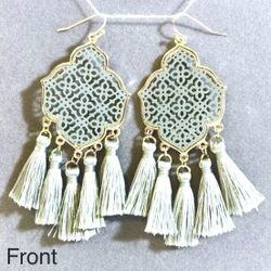 Light Blue Fringe Earrings