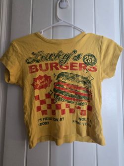 Lucky’s burgers vintage crop top t shirt junior size small