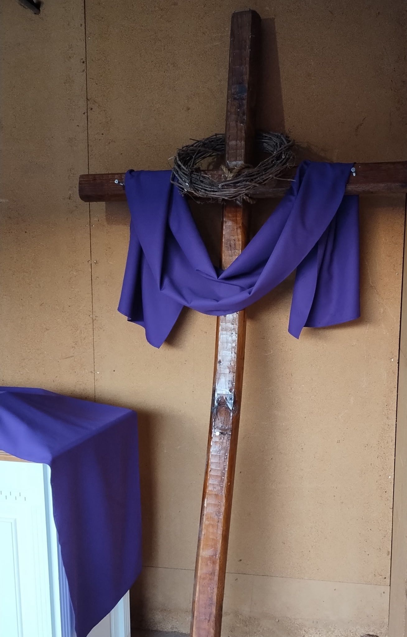 Free Two Deep Brown Large Wooden Crosses w/ Metal Spikes 96"tall 47"wid