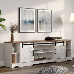WAMPAT Modern Farmhouse 3 in 1 TV Stand for up to 85" TVs